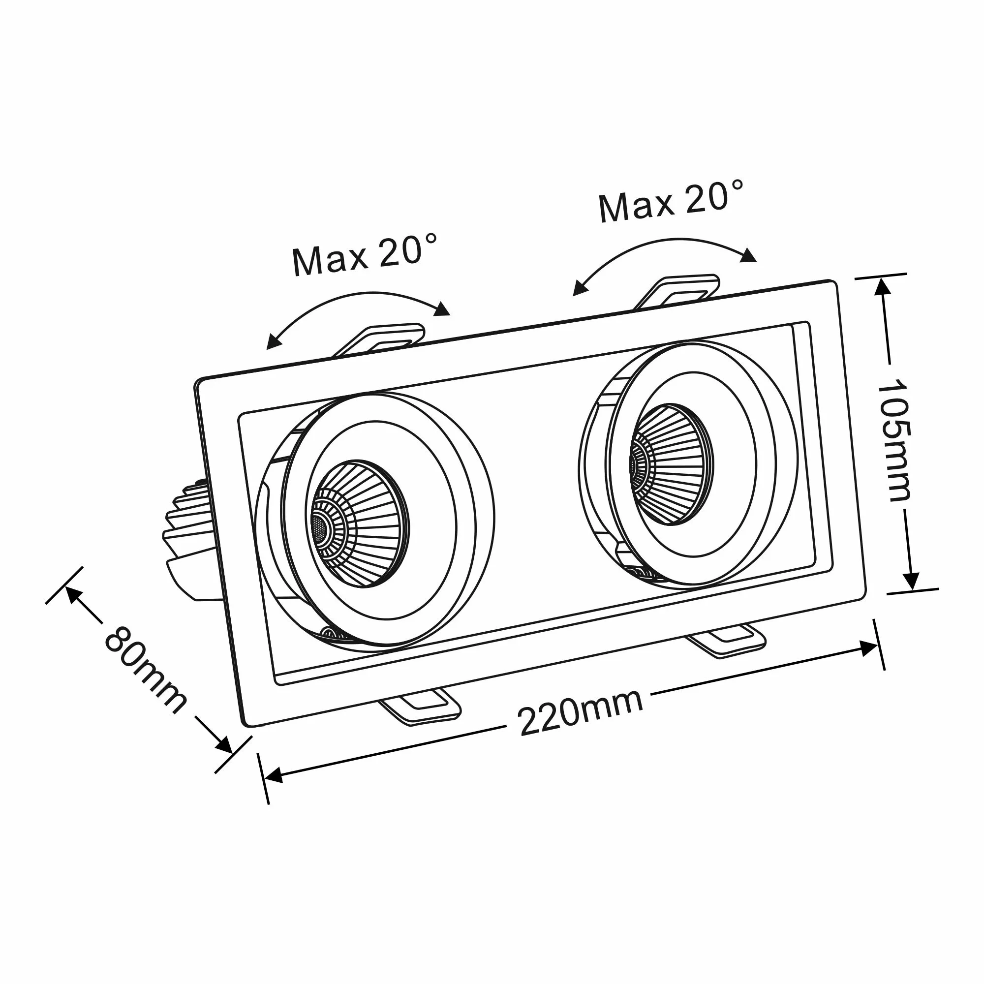 Bezz 9-2 Recessed Ceiling Luminaires Dlux Multi-Head Recess Ceiling
